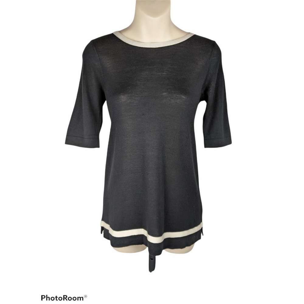 Margaret O'Leary Black sweater XS silk Cashmere open back drape black white